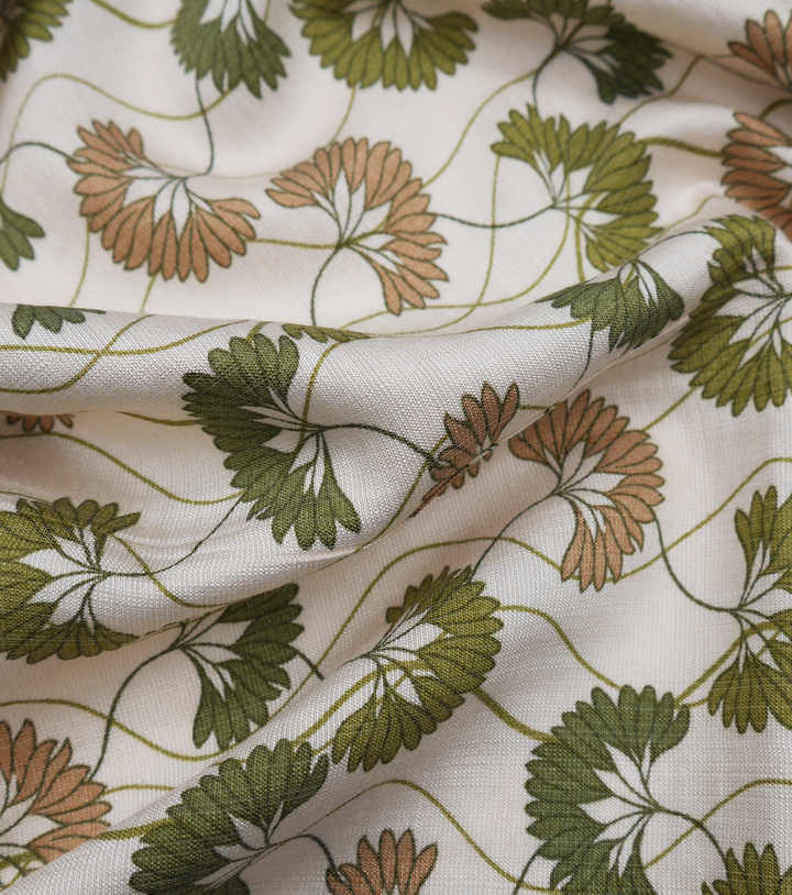 Printed Bamboo Cotton $16.00p/m - Fan Flower Green