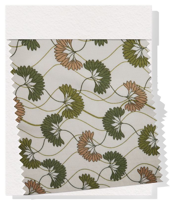 Printed Bamboo Cotton $16.00p/m - Fan Flower Green