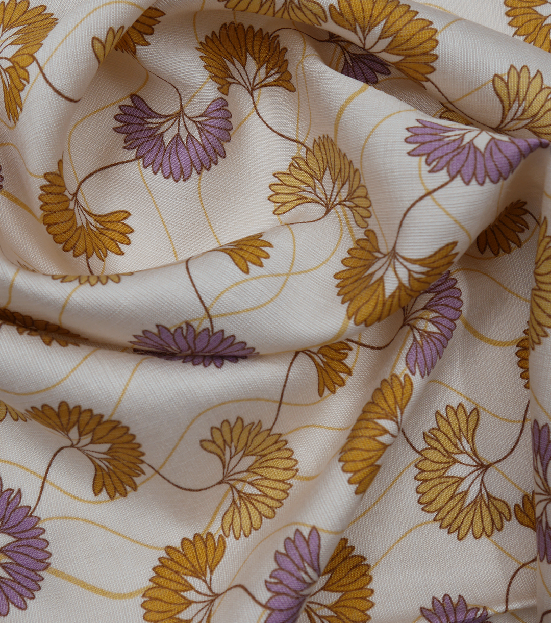 Printed Bamboo Cotton $16.00p/m - Fan Flower Purple