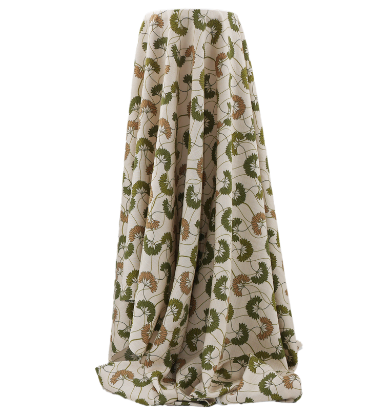 Printed Bamboo Cotton $16.00p/m - Fan Flower Green