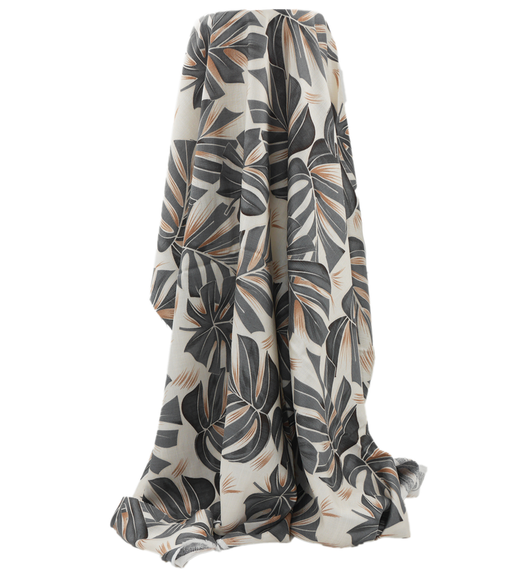 Printed Bamboo Cotton $16.00p/m - Monstera Leaf Black