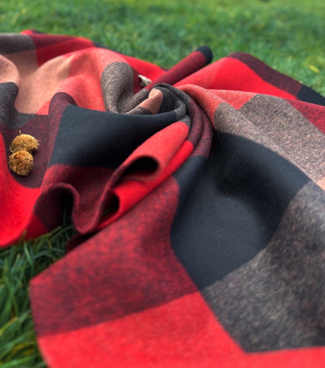 DOUBLE FACED CHECK WOOL $24.00P/M - Buffalo Check Red & Charcoal