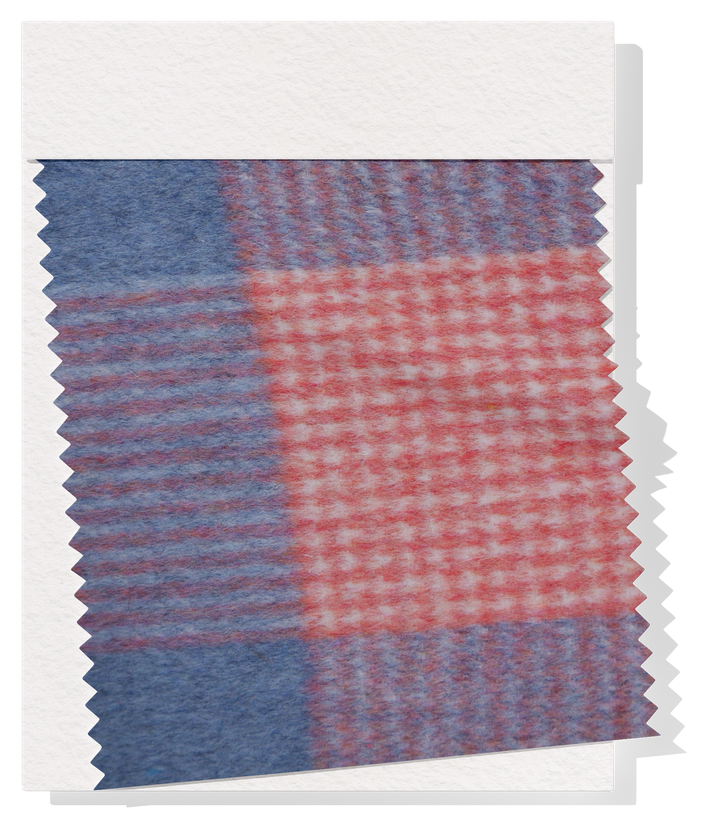 DOUBLE FACED CHECK WOOL $24.00P/M - Retro red & blue