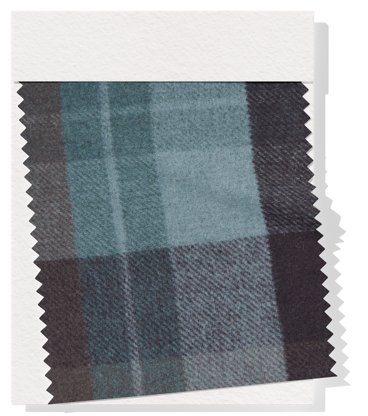 DOUBLE FACED CHECK WOOL $24.00P/M - TEAL & CHARCOAL CHECK
