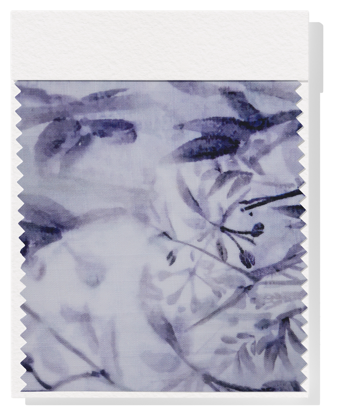 Printed Cotton Linen $16.00p/m - Lavender Mist Vine