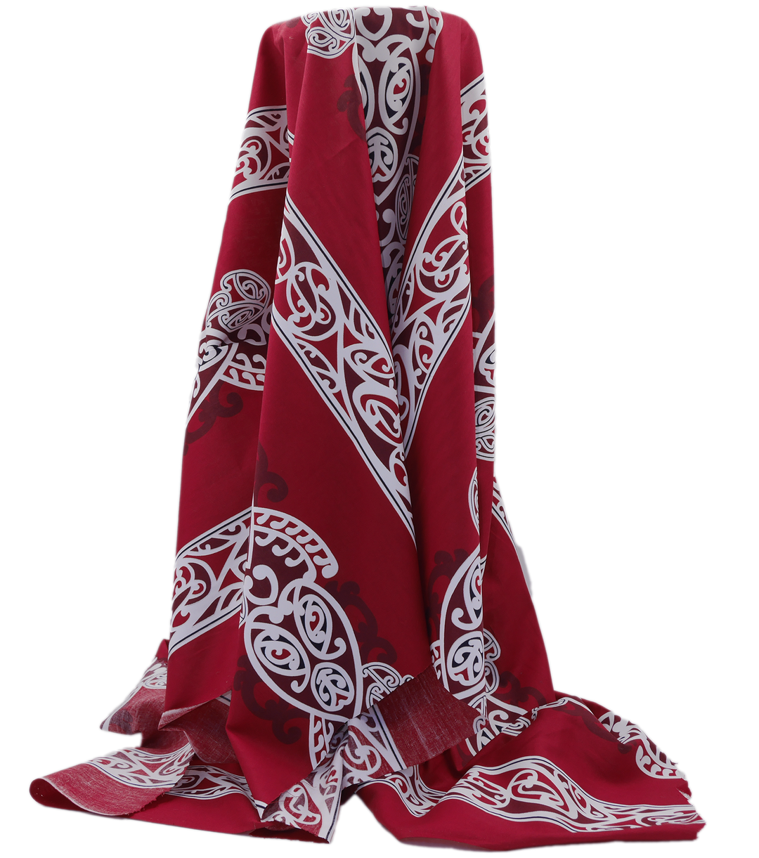 COTTON MAORI KORU DESIGN $8.00P/M - maroon