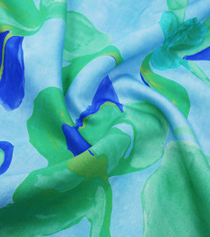 Printed Nylon/Rayon $18.00p/m - Zarah Blue