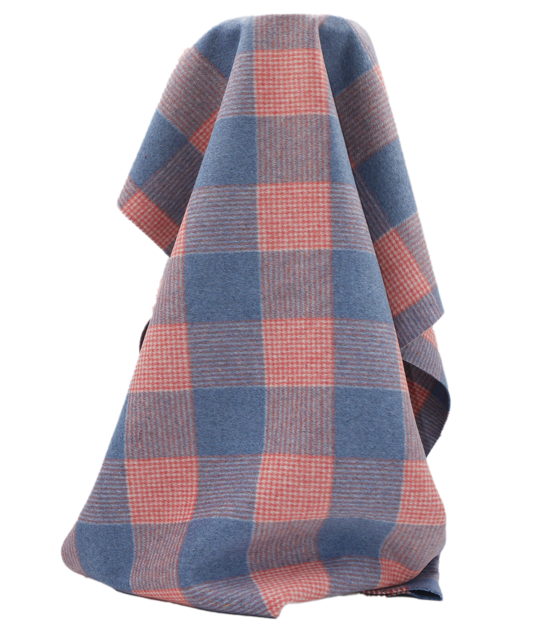 DOUBLE FACED CHECK WOOL $24.00P/M - Retro red & blue
