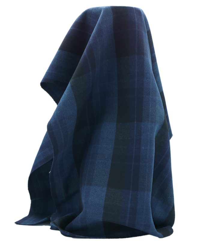 DOUBLE FACED CHECK WOOL $24.00P/M - Navy Block