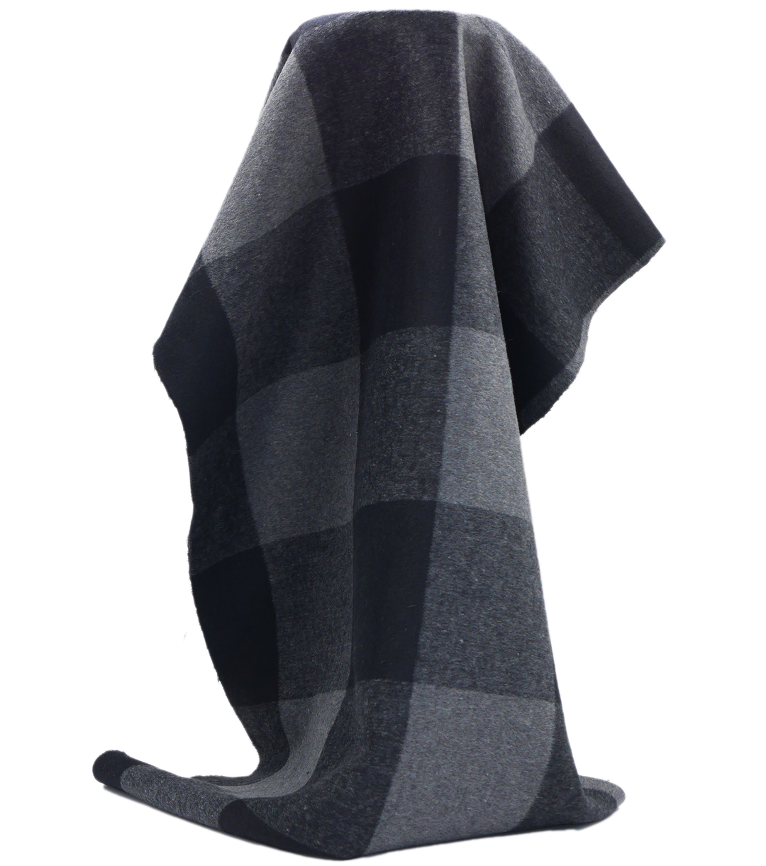 DOUBLE FACED CHECK WOOL $24.00P/M - BUFFALO CHECK GREY & BLACK