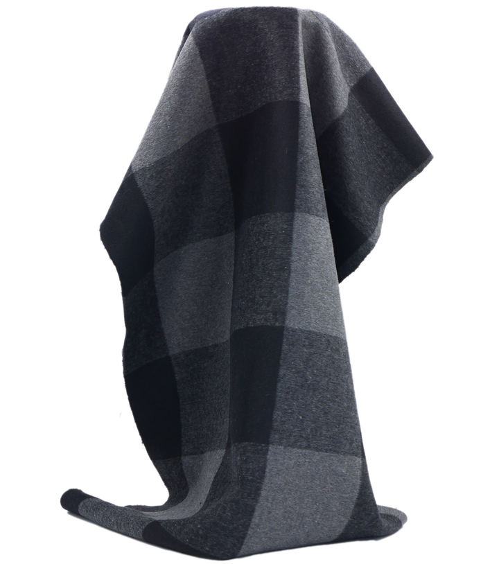 DOUBLE FACED CHECK WOOL $24.00P/M - BUFFALO CHECK GREY & BLACK