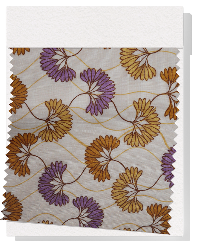 Printed Bamboo Cotton $16.00p/m - Fan Flower Purple