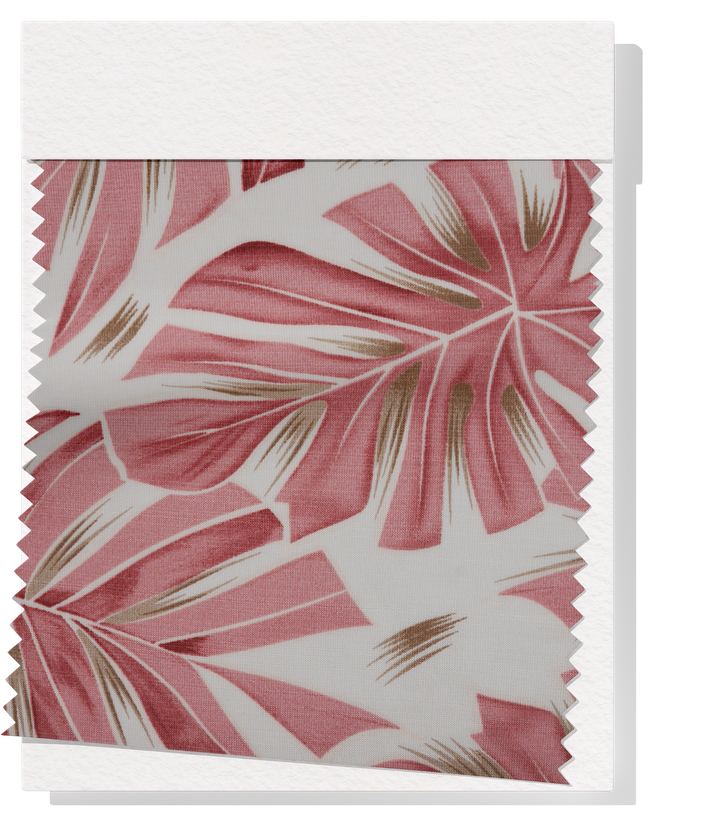 Printed Bamboo Cotton $16.00p/m - Monstera Leaf Pink