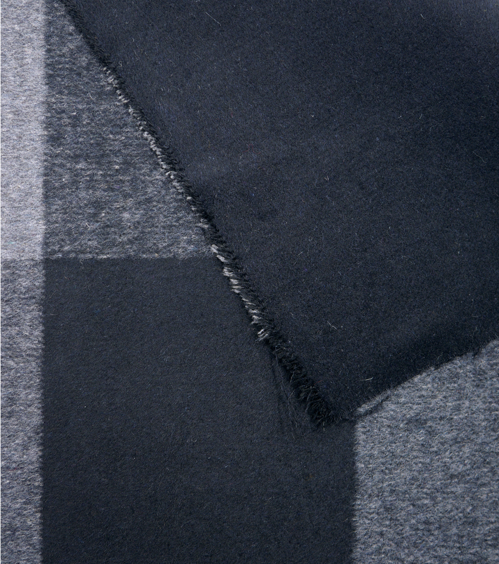 DOUBLE FACED CHECK WOOL $24.00P/M - BUFFALO CHECK GREY & BLACK