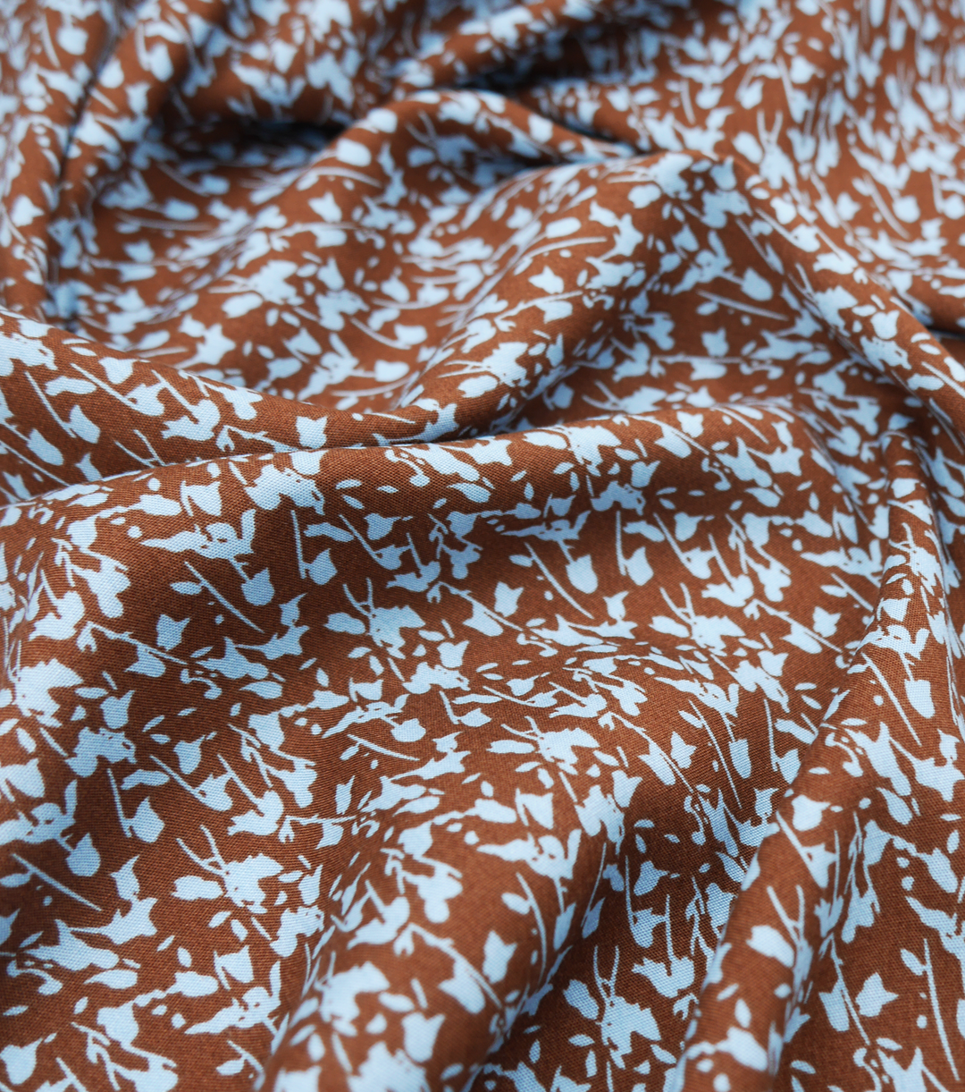 PRINTED RAYON $12.00P/M - COCOA SKY CONFETTI