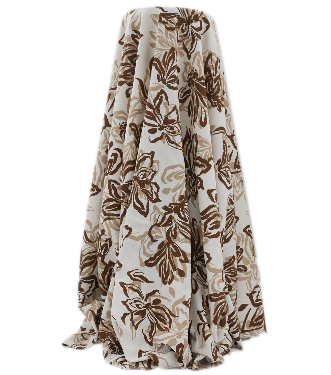 PRINTED RAYON $12.00P/M - MOCHA BLOOM
