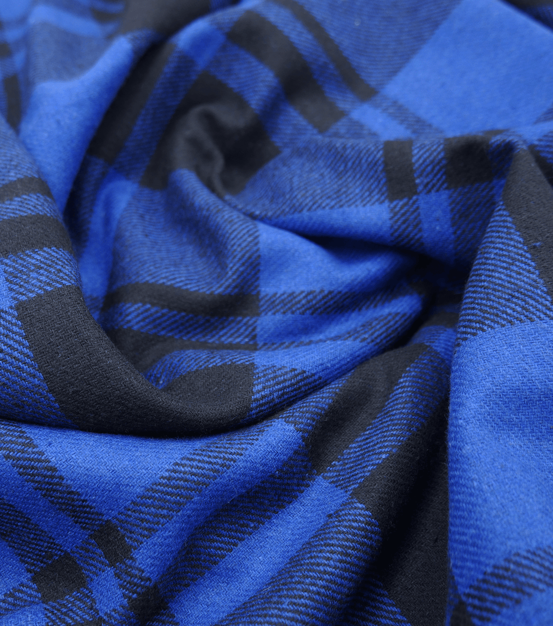 CHECKED WOOL $12.00P/M - Bold Highland Blue - The Fabric Shop