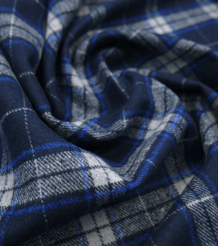 CHECKED WOOL $18.00P/M - Navy Heritage Check - The Fabric Shop