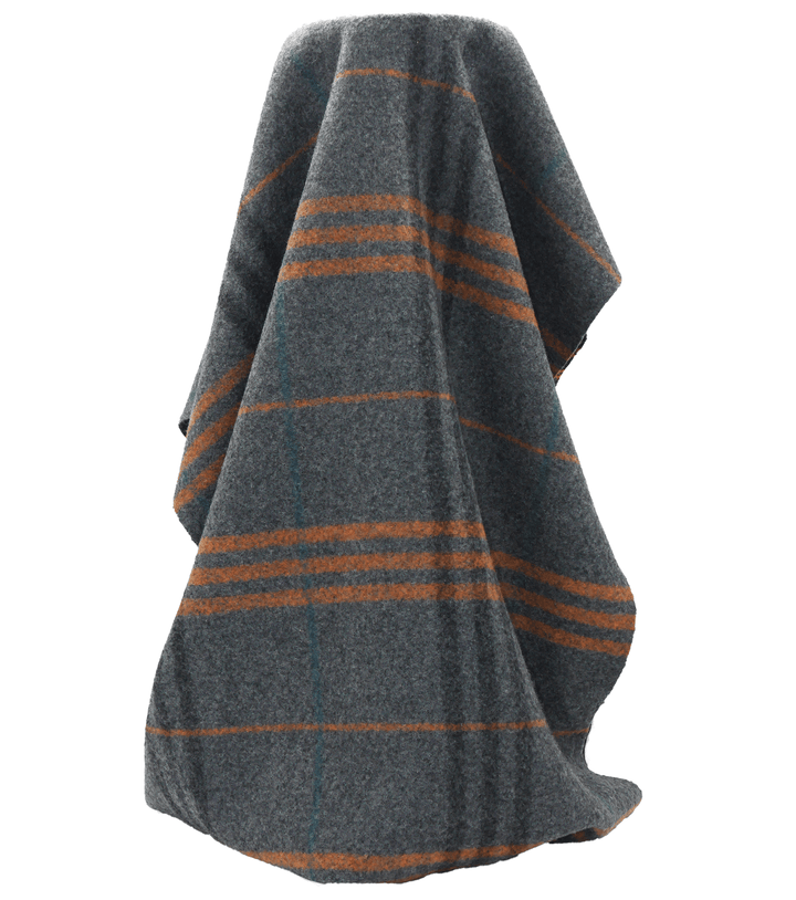Checked Wool $25.00p/m - Grey, Orange &amp; Teal (WC24) - The Fabric Shop
