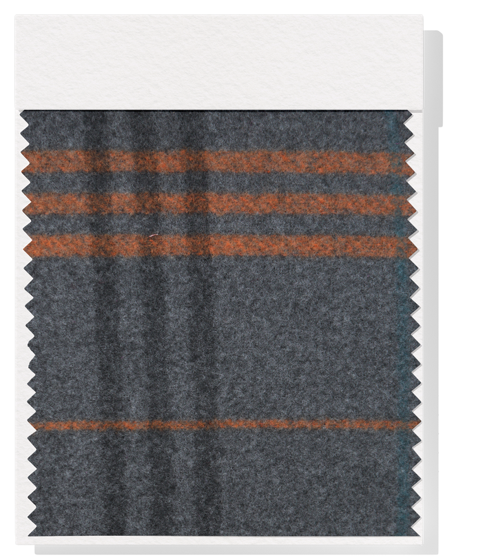Checked Wool $25.00p/m - Grey, Orange & Teal (WC24)