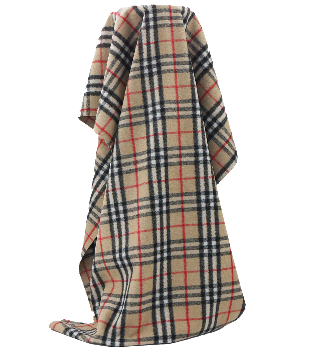 Checked Wool $18.00p/m - Tan, Black, White & Red (WC19)