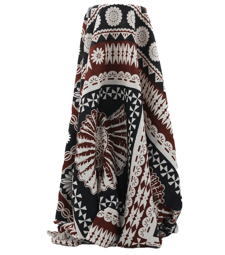 COTTON DOBBY PACIFIC FIJIAN PRINT $10.00P/M - Ivory &amp; Cocoa (DESIGN A) - The Fabric Shop