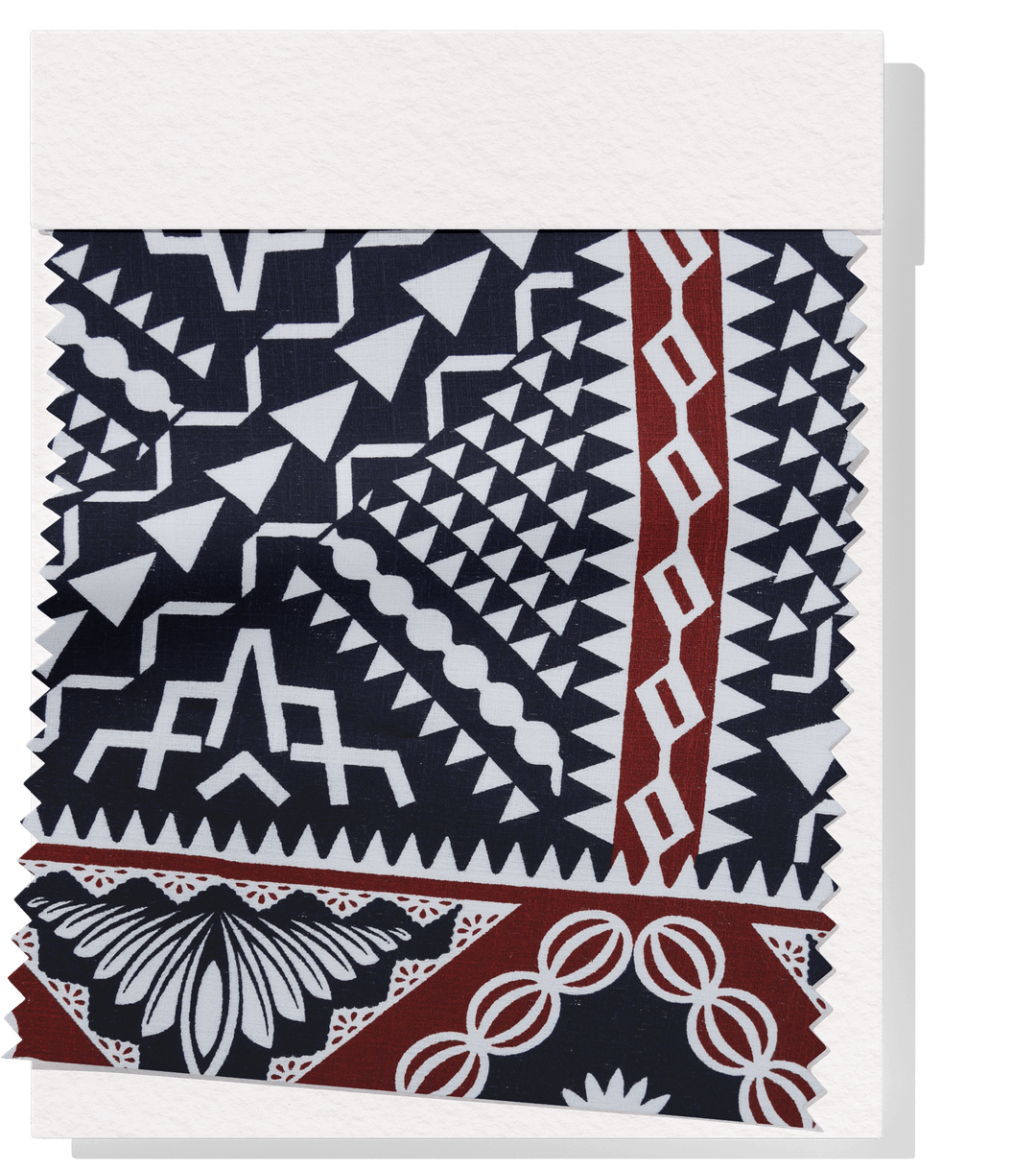 COTTON DOBBY PACIFIC FIJIAN PRINT $10.00P/M - WHITE & COCOA (DESIGN A) - The Fabric Shop