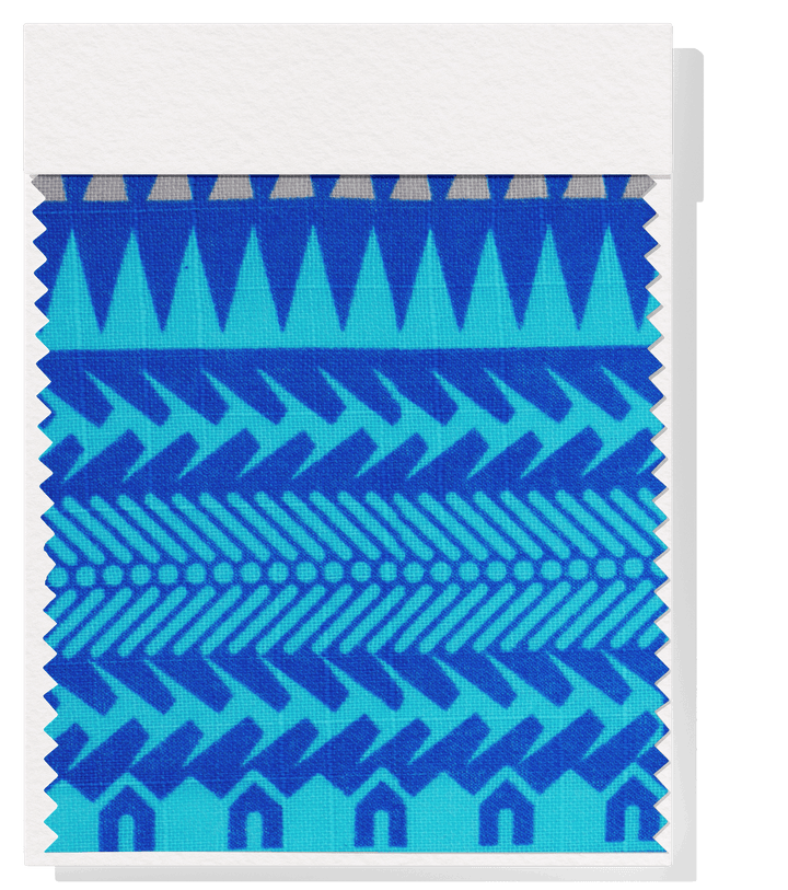 Cotton Dobby Pacific Print $10.00p/m - Design  8 Blue &amp; Beige - The Fabric Shop