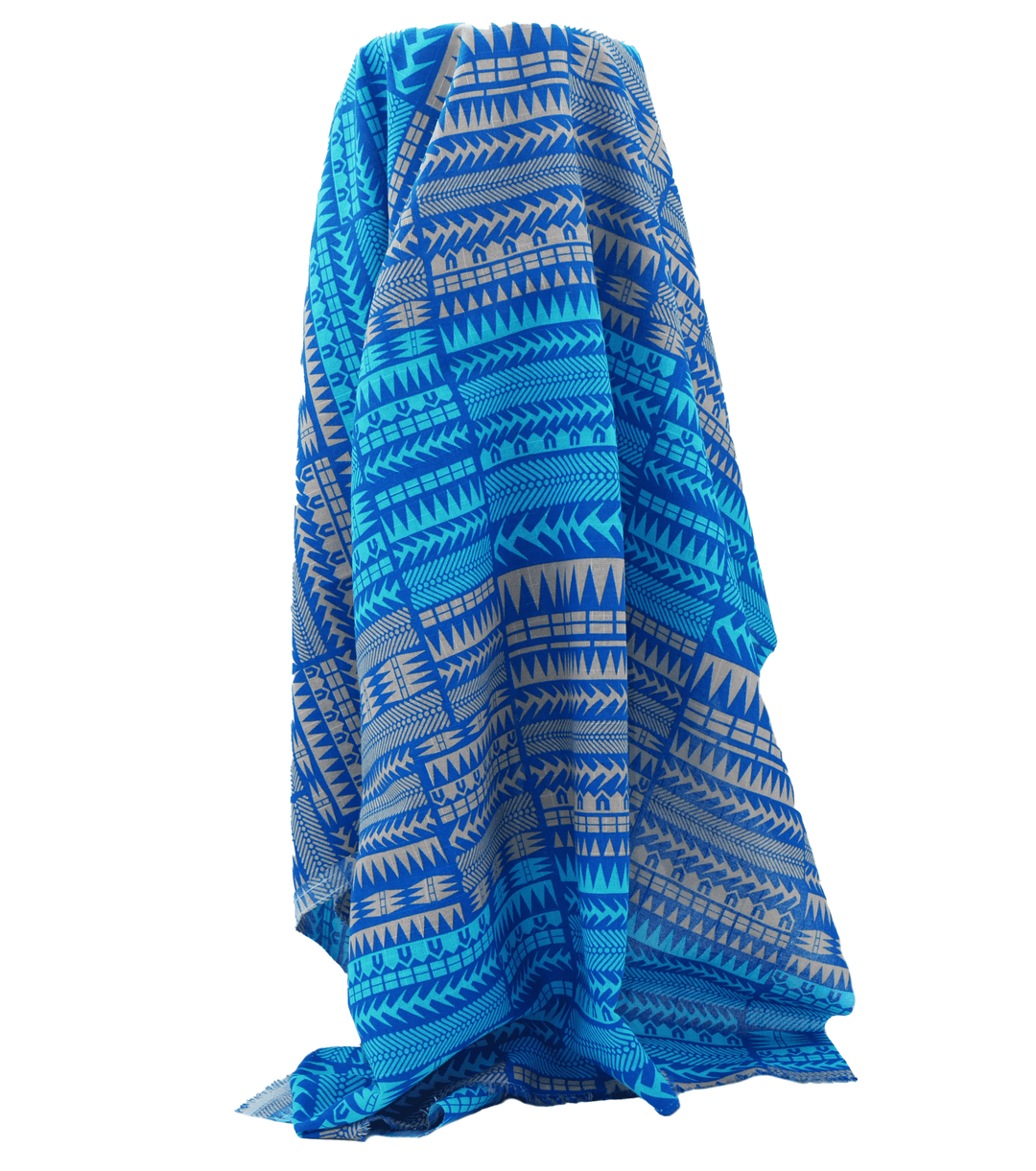 Cotton Dobby Pacific Print $10.00p/m - Design  8 Blue &amp; Beige - The Fabric Shop