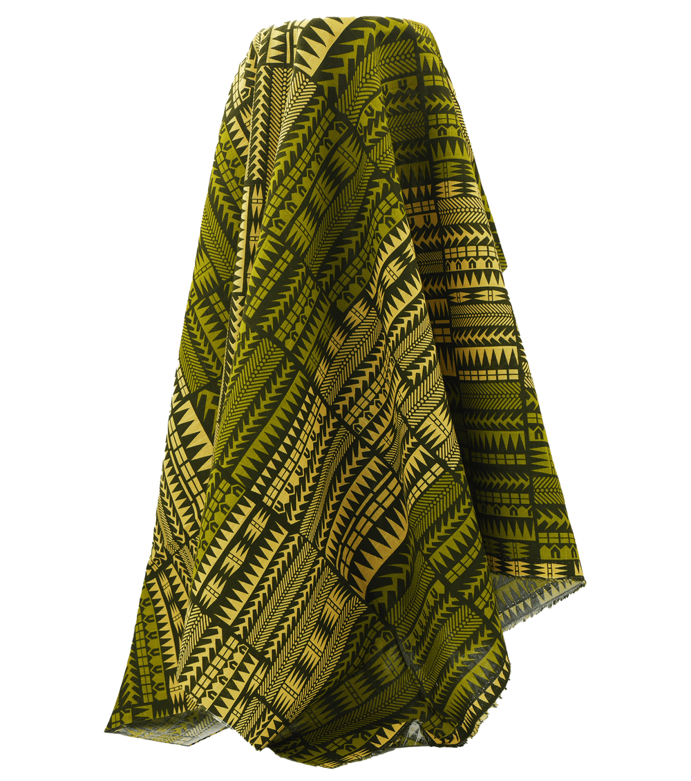 Cotton Dobby Pacific Print $10.00p/m - Design  8 Green & Yellow - The Fabric Shop