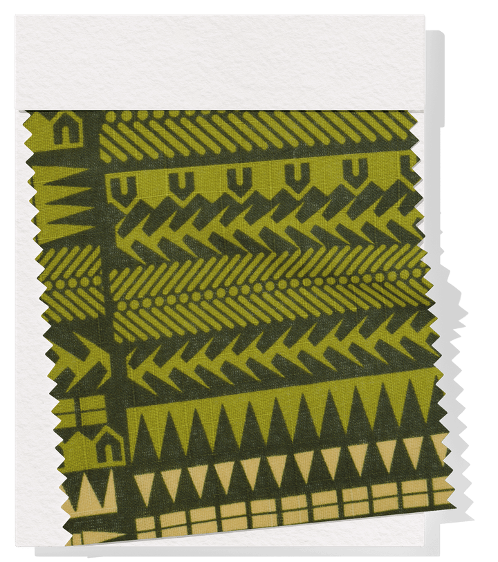 Cotton Dobby Pacific Print $10.00p/m - Design  8 Green &amp; Yellow - The Fabric Shop
