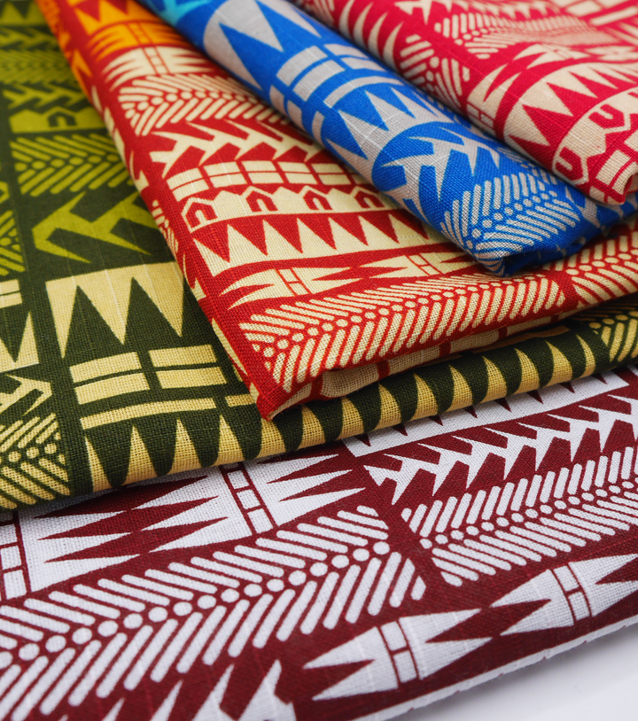Cotton Dobby Pacific Print $10.00p/m - Design  8 Green &amp; Yellow - The Fabric Shop