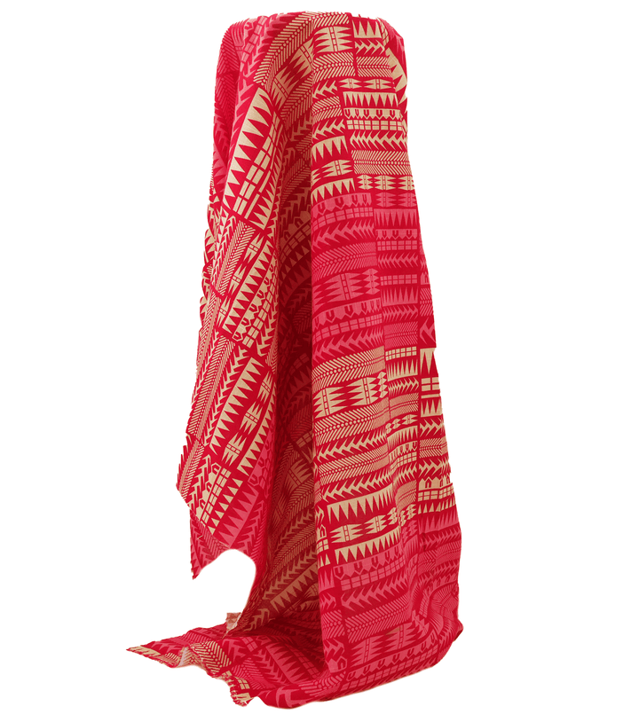Cotton Dobby Pacific Print $10.00p/m - Design  8 Pink &amp; Red - The Fabric Shop