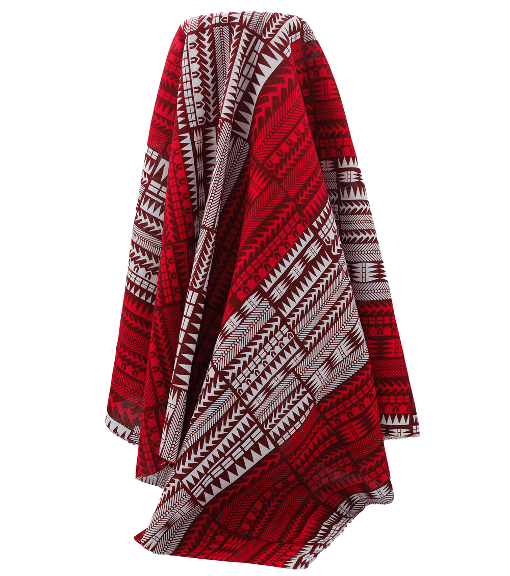 Cotton Dobby Pacific Print $10.00p/m - Design  8 Red & Maroon - The Fabric Shop