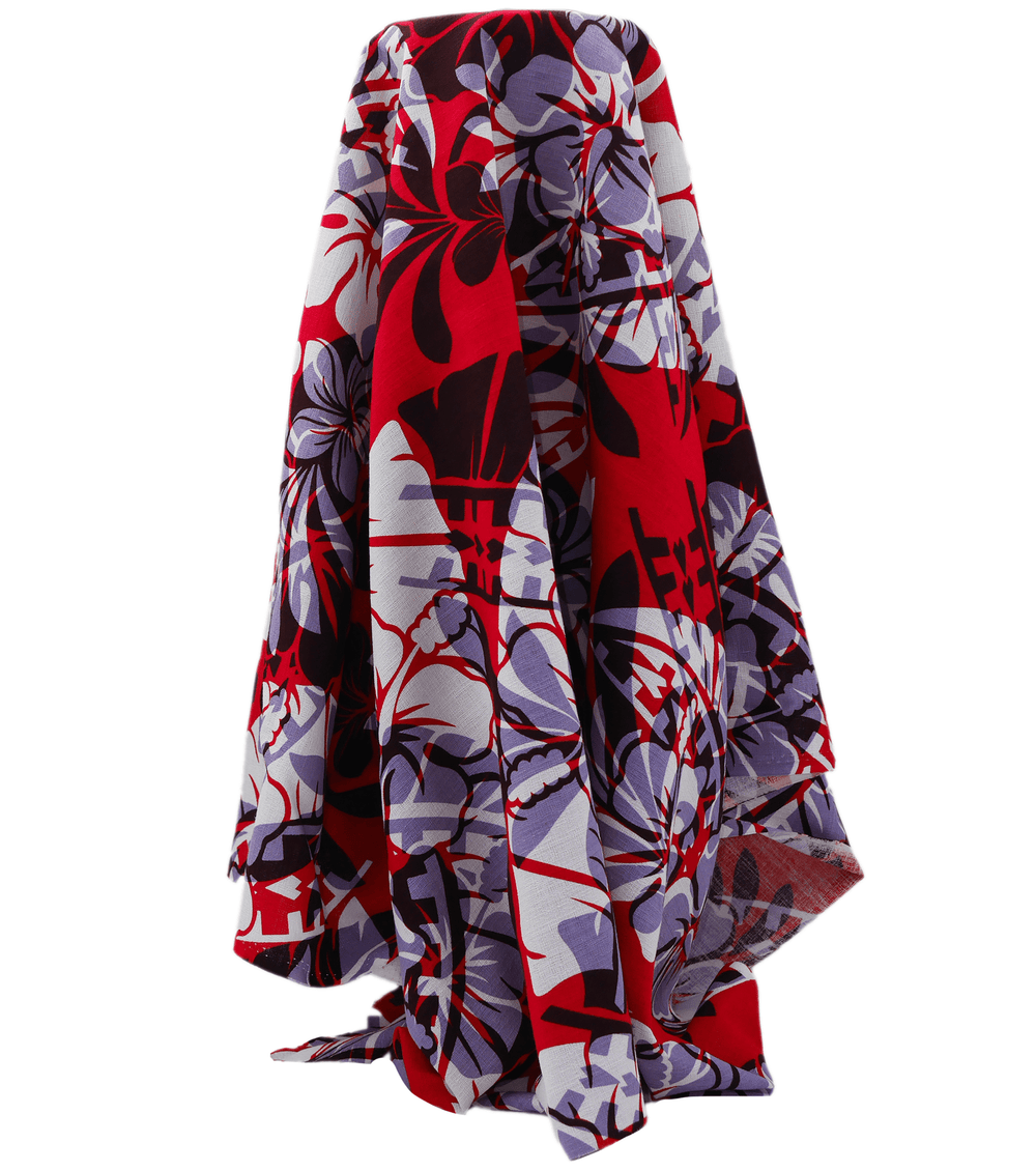 Cotton Dobby Pacific Print $10.00p/m - Design B Red & Grey - The Fabric Shop