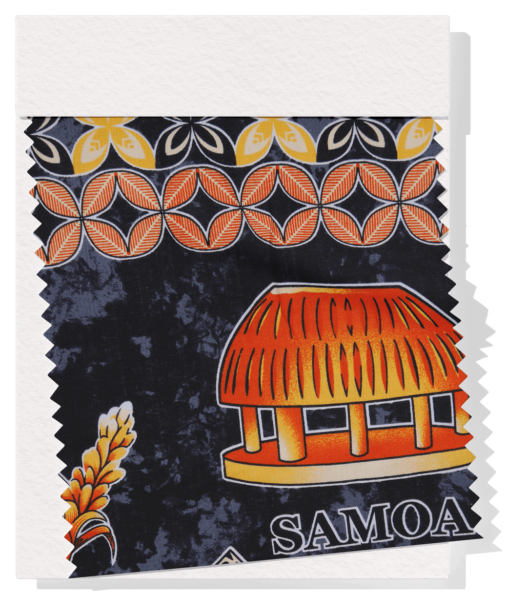 Cotton Dobby Pacific Samoan Print $10.00p/m - Black - The Fabric Shop