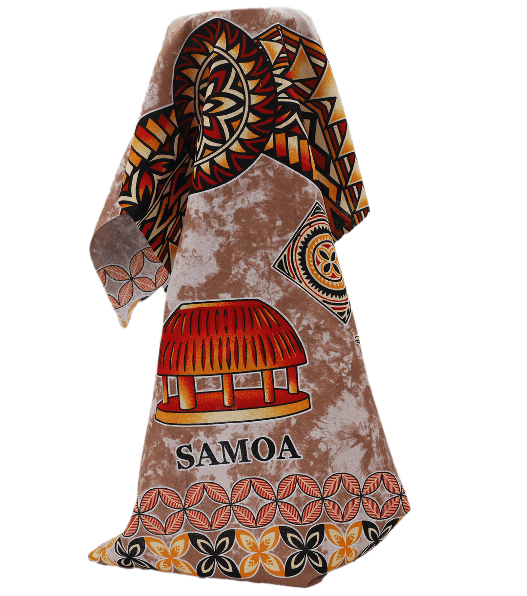 Cotton Dobby Pacific Samoan Print $10.00p/m - Brown - The Fabric Shop