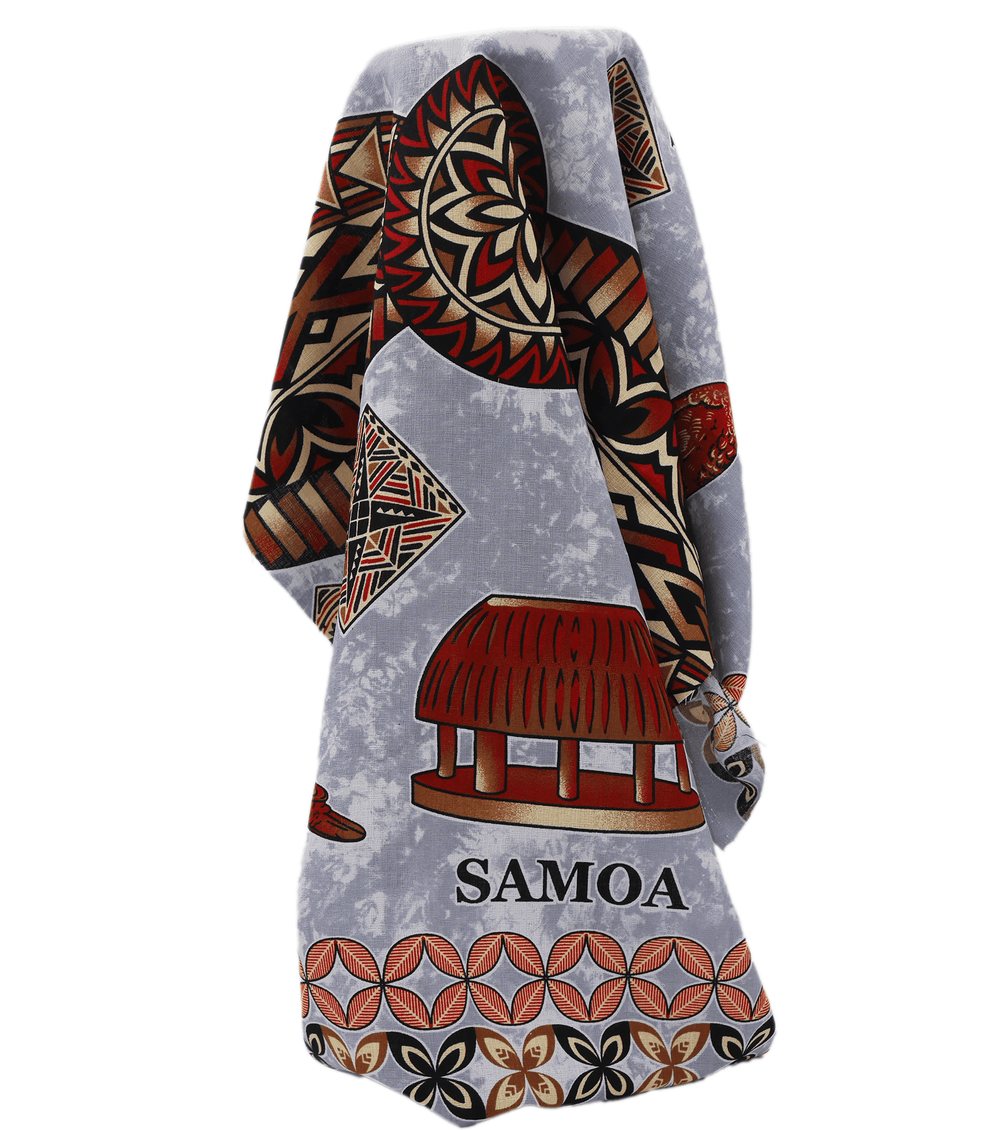 Cotton Dobby Pacific Samoan Print $10.00p/m - Grey - The Fabric Shop