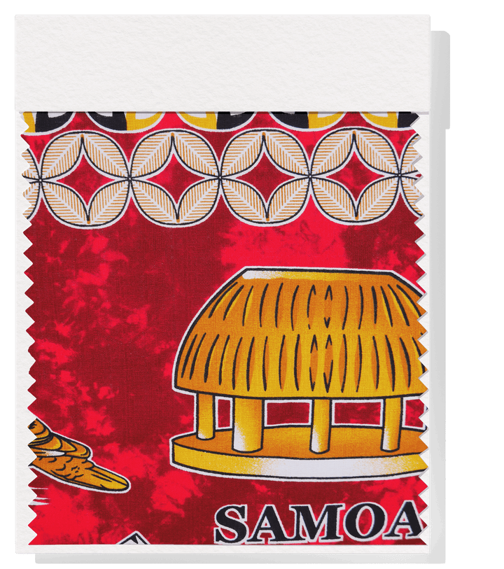 Cotton Dobby Pacific Samoan Print $10.00p/m - Red - The Fabric Shop