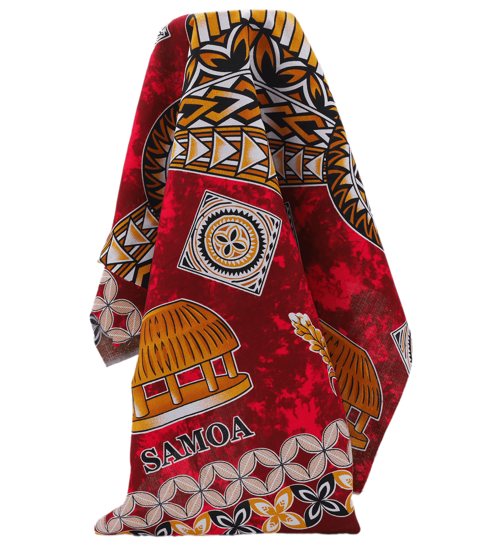 Cotton Dobby Pacific Samoan Print $10.00p/m - Red - The Fabric Shop