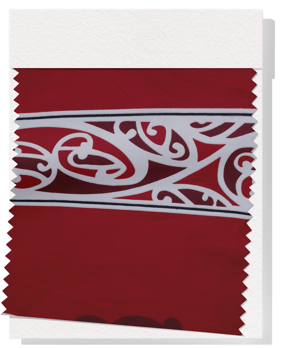 COTTON MAORI KORU DESIGN $8.00P/M - maroon - The Fabric Shop