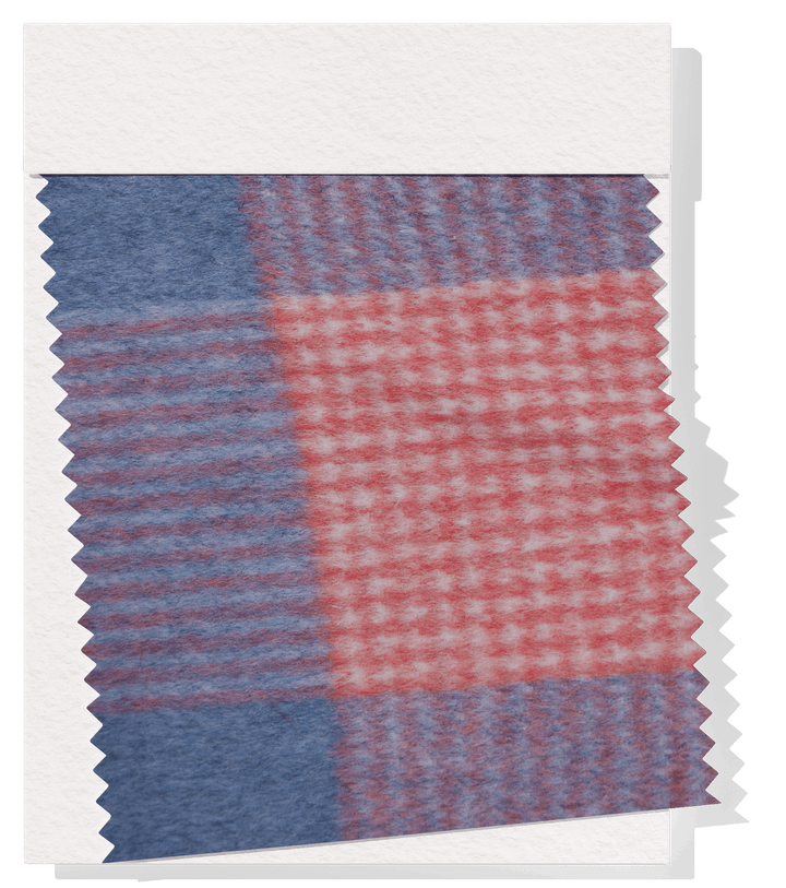 DOUBLE FACED CHECK WOOL $24.00P/M - Retro red &amp; blue - The Fabric Shop