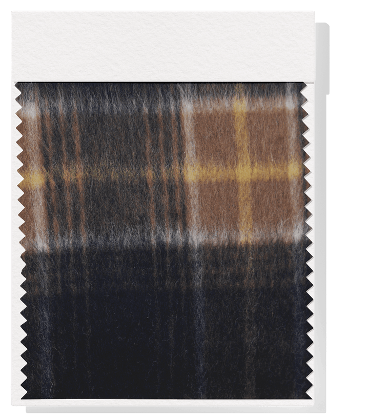 DOUBLE FACED CHECK WOOL $24.00P/M - Tobacco &amp; Gold - The Fabric Shop