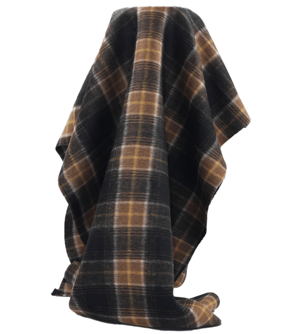 DOUBLE FACED CHECK WOOL $24.00P/M - Tobacco & Gold - The Fabric Shop