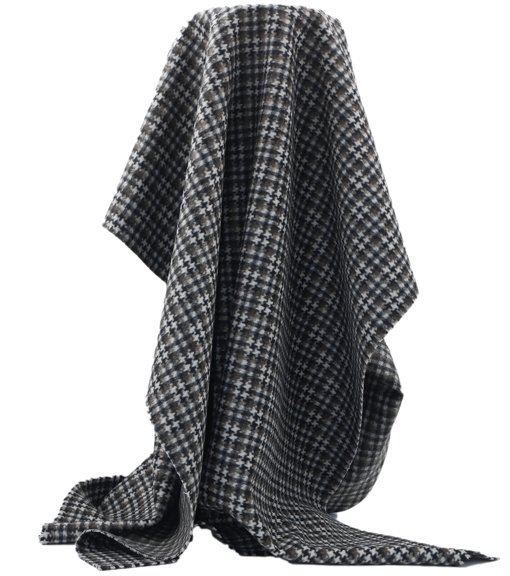 DOUBLE FACED CHECK WOOL $24.00P/M - Vintage Noir Houndstooth - The Fabric Shop