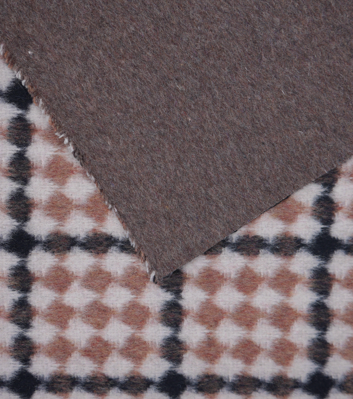 DOUBLE FACED CHECK WOOL $24.00P/M - Mocha Diamond