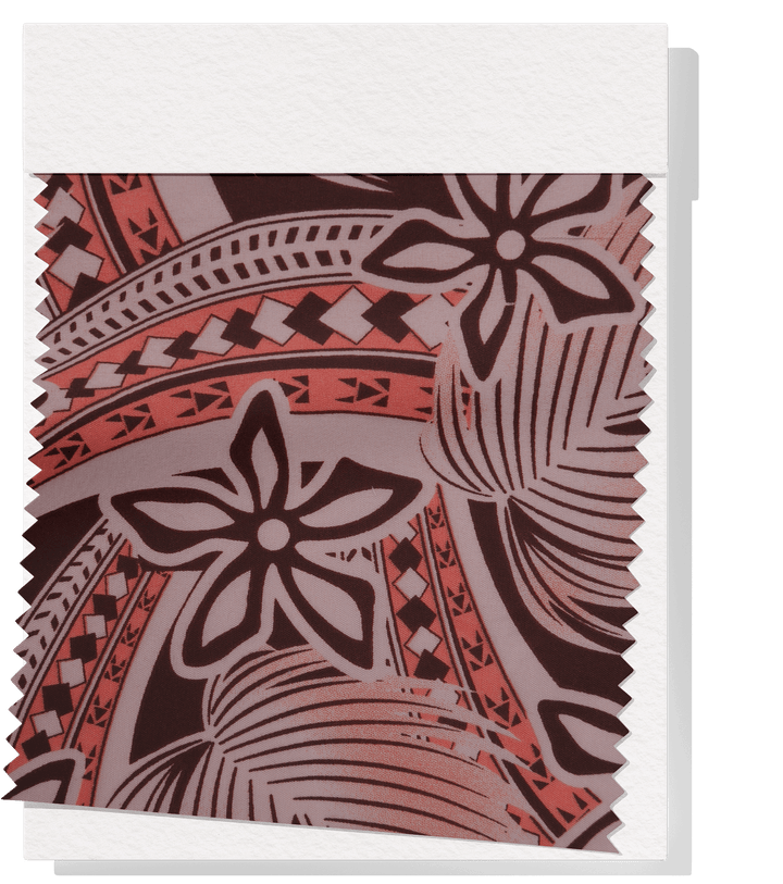 POLYESTER / COTTON PACIFIC PRINT $3.00P/M - Pink &amp; maroon - The Fabric Shop