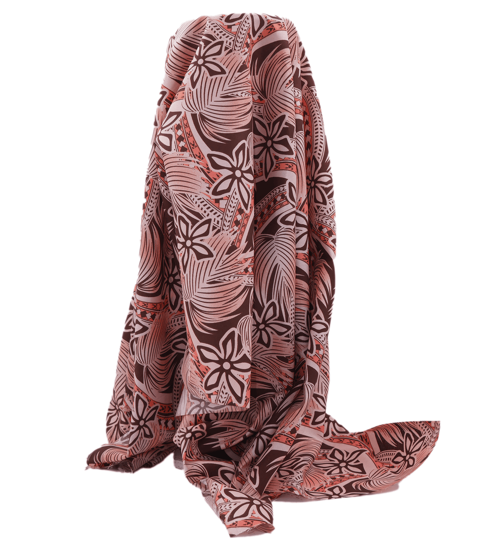 POLYESTER / COTTON PACIFIC PRINT $3.00P/M - Pink & maroon - The Fabric Shop