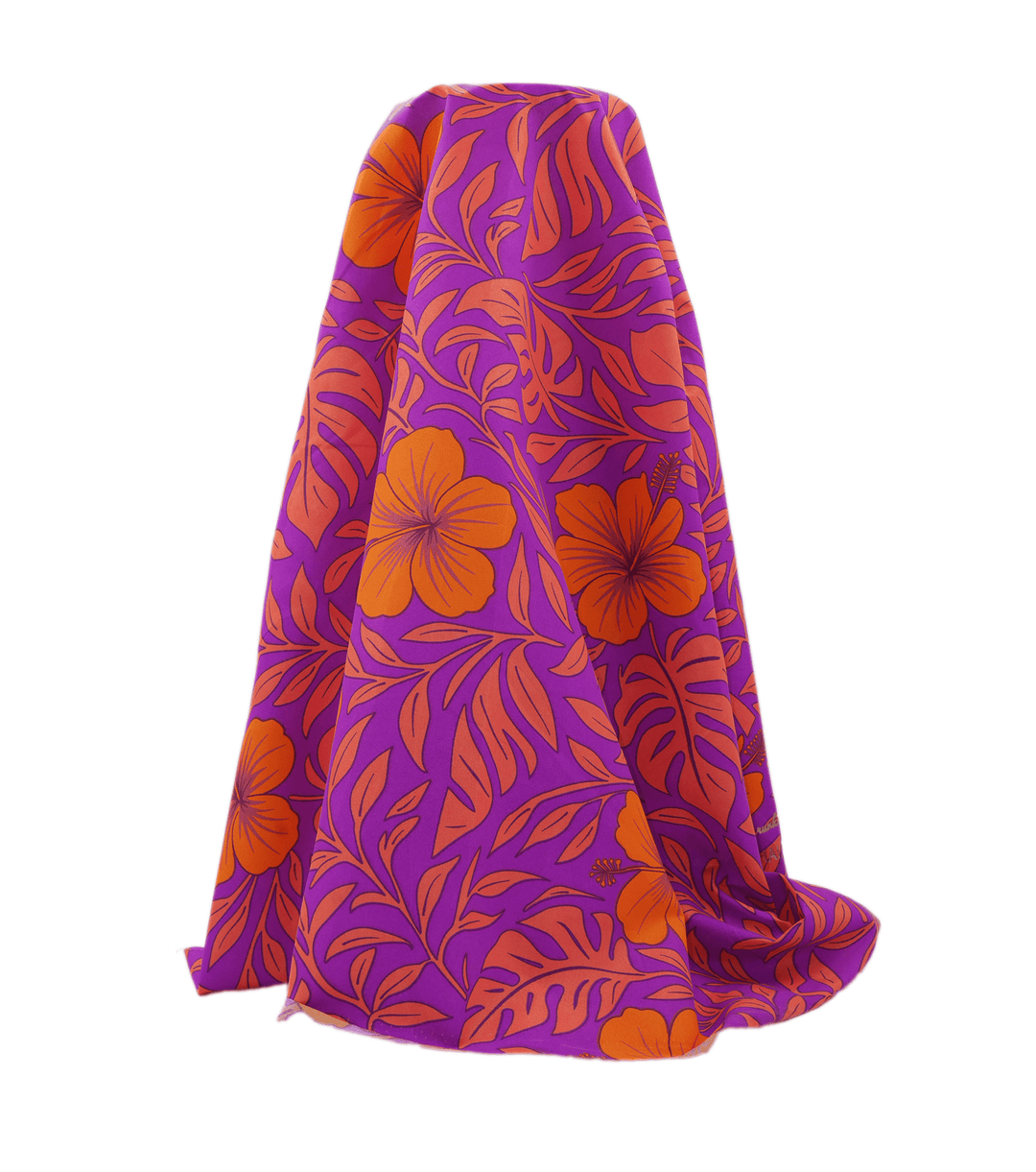 POLYESTER / COTTON PACIFIC PRINT $3.00P/M - Purple &amp; Orange - The Fabric Shop