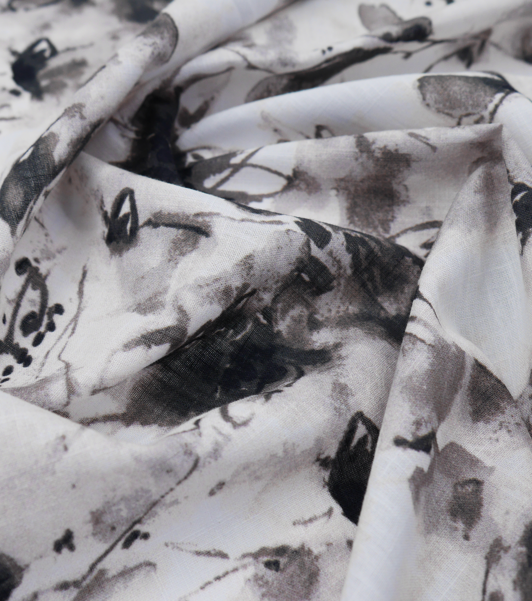 Printed Cotton Linen $16.00p/m - Ink Bloom Field